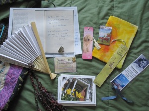 We got a wonderful array of gifts in our loot bag, including bookmarks sent by Sally that she and Joy Wotton sent us.